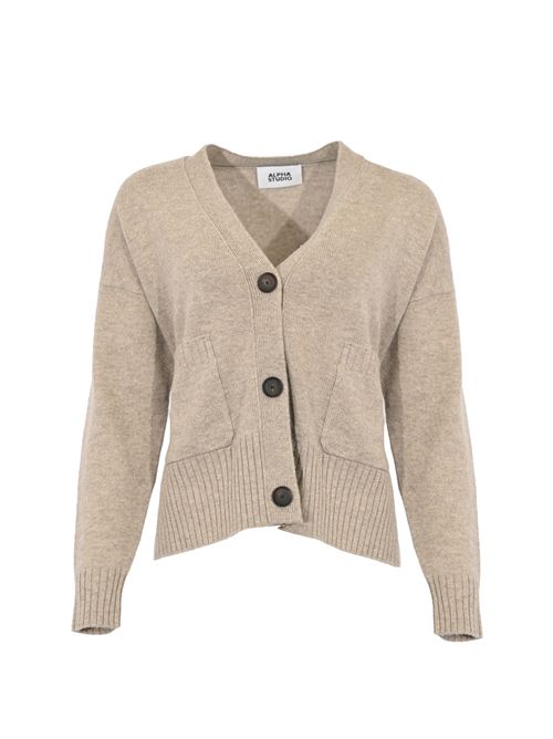 Cardigan Contemporary in misto lana e cashmere Greige Alpha studio | AD-4263E2016